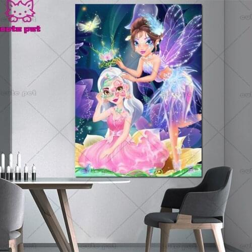 3d diy cartoon elf diamond painting full square round diamond embroidery cute girl 5d Diamond Mosaic crystal girl’room decor art
