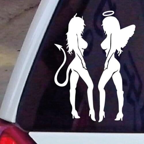 Car Stickers 10.5CM*14CM ANGEL DEVIL Sexy Girl Car Motorcycle Decoration Car Styling for Mitsubishi ASX Outlander Lancer Evoluti