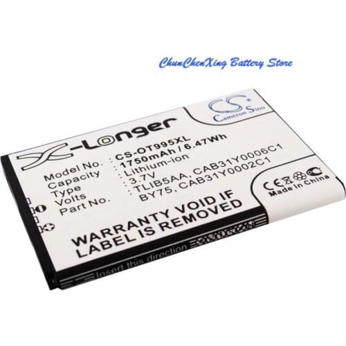 Cameron Sino High Quality 1750mAh Battery BY75,CAB31Y0006C1,TLIB5AA,TLiB5AD for TCL/Alcatel A860,A968,A998,U980,W989,OT-993D,995