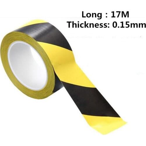 Black Yellow Safety Warning Color Tape Sticker 17M Workplace Safety Products Warning Tape