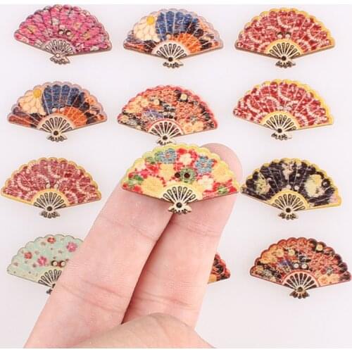 Fans 2Hole Wooden Buttons Mixed DIY Decor For Child Clothing Sewing Buttons Crafts Scrapbooking Accessories Decorativos E