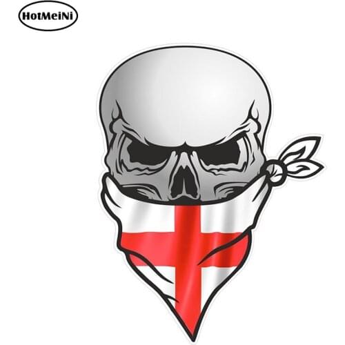 HotMeiNi Gothic Biker Pirate Skull with Face Bandana St Georges Cross England Flag Motif External Vinyl Car Stickers