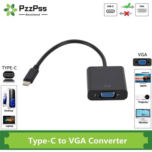 PzzPss Type C to Female VGA Adapter Cable USBC USB 3.1 to VGA Adapter for Macbook 12 inch Chromebook Pixel Lumia 950XL Hot Sales