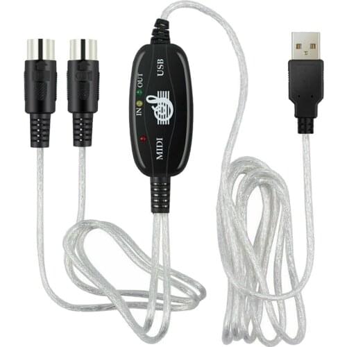 USB IN-OUT MIDI Cable Converter PC to Music Keyboard Adapter Cord, 2 in 1 MIDI Cable - 6.5ft