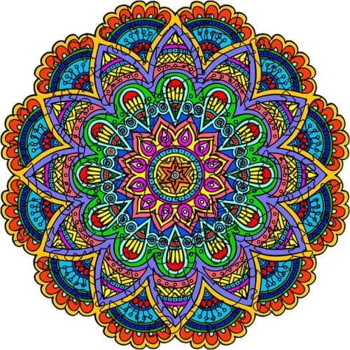 Colorful Mandala Wooden Puzzle For Adult Children 3D Wooden Puzzle Games Wooden Jigsaw Puzzle Educational Toys DIY Crafts Gifts