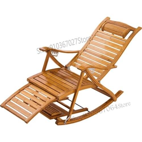 Folding Reclining Chair Rocking Chair Autumn Winter Balcony Home Leisure Lunch Break Leisure Lazy Man Cool Bamboo Chair