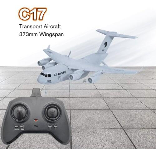 C17 RC Drone DIY Aircraft Transport Aircraft 373mm Wingspan EPP RC Drone Airplane 2.4GHz 2CH 3-Axis Aircraft for Children Toy