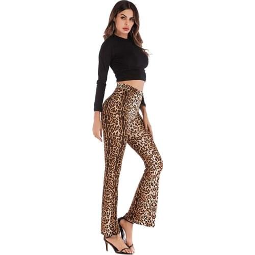 Summer Leopard Plaid Printed Skinny Flared Pants Women Casual High Waist Plus Size Vintage Streetwear Pants Trousers