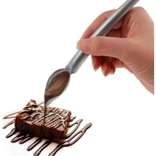 Chocolate Cream Sauce Pencil Spoon Creative Decoration Spoon for Coffee Cake Decoration Chef Drawing Sauce Embellishment Tool