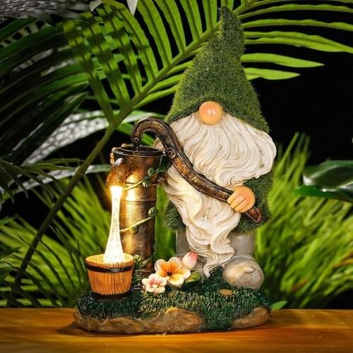 Mini Resin Gnome Figure Sculpture with Solar Lantern Garden Figurine Dwarf Craft Garden Landscape Garden Statue Decoration