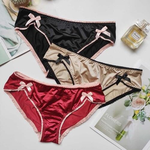 Sexy Girl Thong Women Girls Smooth Bowknot Panty Low Waist Panties Solid Color Underpants Breathable Comfortable Briefs