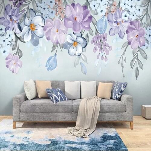 Custom Any Size Mural Wallpaper Nordic Ins Hand Painted Flower Wall Painting Living Room TV Sofa Bedroom Background Wall Papers