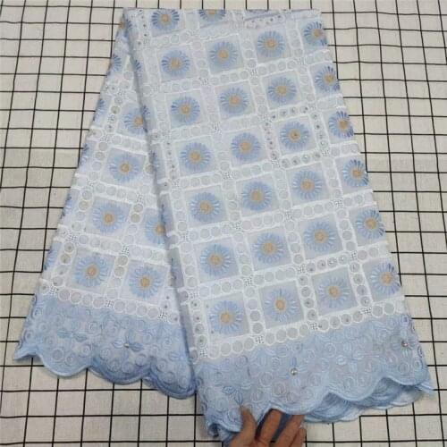 2020 New Cotton lace Swiss Voile Lace In Switzerland With Stones African Lace Fabric 5 Yards For Nigerian Wedding dress t19-15