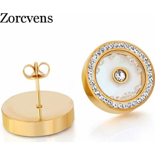 Modyle 2020 New Women Stud Earrings Jewelry Luxury Gold-color AAA Cubic Zircon Stainless Steel Stud Earrings for Women