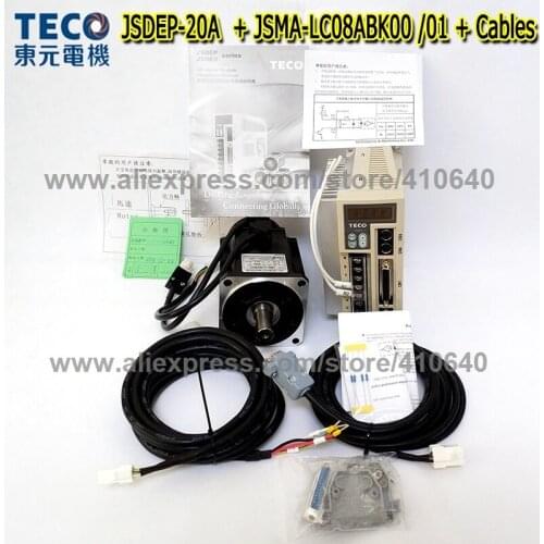 Genuine TECO 750W Servo Motor JSMA-LC08ABK01 or 00 And Servo Motor Drive JSDEP-20A with Cables MORE RELIABLE QUALITY AND SERVICE