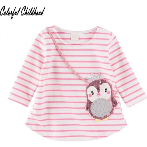 Autumn Girls stripe T-shirt little girls long sleeve cartoon Owl stripe blouses kids Tops Children clothing