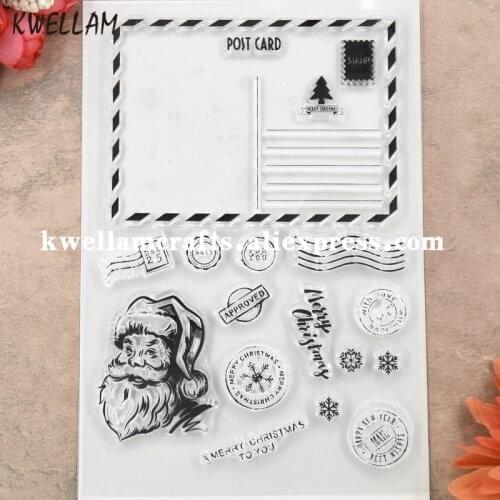 MERRY CHRISTMAS POST CARD Santa Scrapbook DIY photo cards rubber stamp clear stamp transparent stamp 11x15.5cm KW8111506
