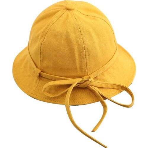 Solid color bowknot Bucket Hat Fisherman Hat outdoor travel hat Sun Cap Hats for Children boys and girls 107