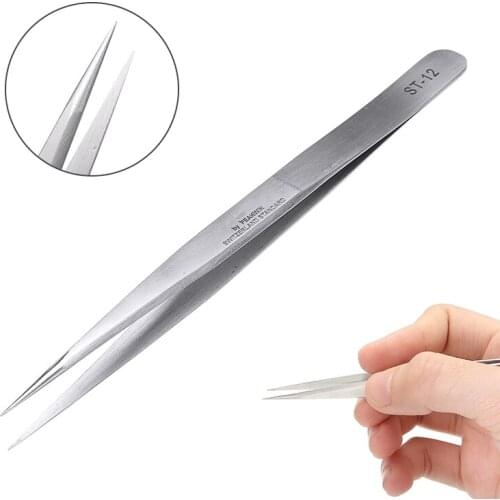1 Pcs Precise Tweezers Extra Fine Point Extension Stainless Steel Tool Watches Glasses Jewelry Repair Tool Professional Tool