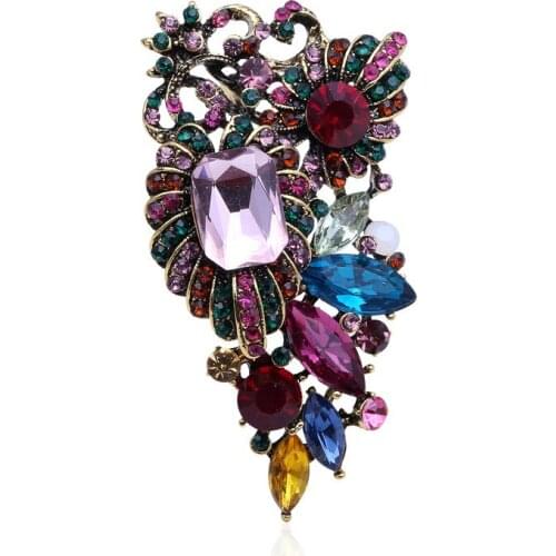 Hot style high-end vintage brooch ancient gold brooch set auger drill alloy brooch pin buckle accessories