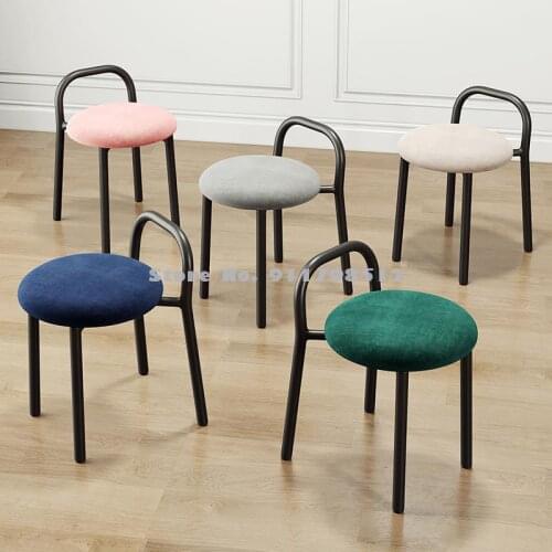 Nordic Light Luxury Small Round Stool Home Dining Table Chair Modern Simple Fashion Folding Round Stool Makeup Beauty Stool