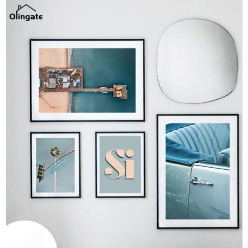 Nordic Posters and Prints Hollywood Vintage Motor Car Bus Motel Canvas Painting Wall Art Pictures for Living Room Home Decor