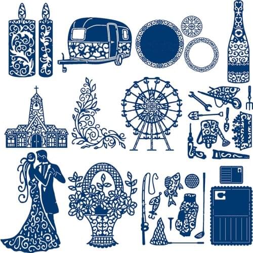 Candle Bus Couple Church Lace Corner Metal Cutting Dies for Scrapbooking and Cards Making Paper Craft Dies New 2019