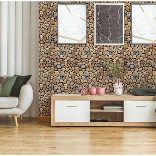 Waterproof Decor 3D PVC Wood Grain Wall Stickers Paper Brick Stone wallpaper Rustic Effect Self-adhesive Home Decor Sticker Room