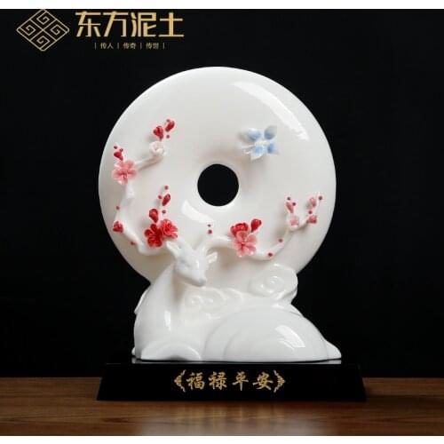 The east mud "ferro peace" ceramic peace buckle furnishing articles deer moved into gifts