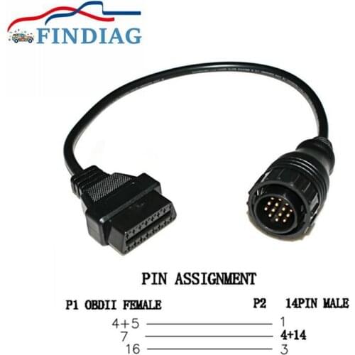 Round Socket Top Quality Car Diagnostic Connector Sprinter OBD2 16Pin Adapter Works for Mercedes For Benz 14pin To 16Pin Adapter