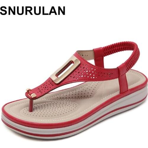 SNURULAN Womens sandals with cut-out ankle straps with metal inserts Boho summer wedge and platform sandals C764