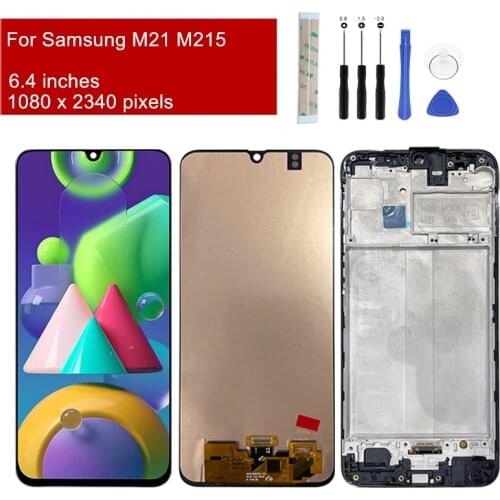 Amoled lcd for Samsung Galaxy M215 lcd touch screen Digitizer Assembly for Samsung M21 with Frame replacement repair parts