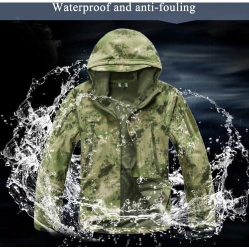 Winter Outdoor Waterproof Warm Camouflage Coat Tops Men Training Climbing Tactical Fleece Lining Thermal Hooded Jacket Clothing