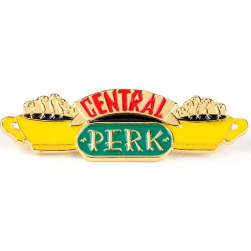 Dongsheng American TV show Friends Badge Brooches Central Perk Coffee Time Metal Enamel Pins Women Men Lapel pin Jewelry Gift