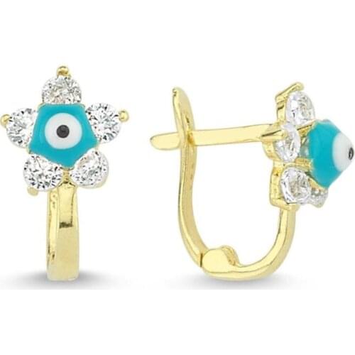 Gold Flower Kids Earrings TTGKPAÇK10-Certified 14K Gold-A perfect gift for your Loved Ones-Ephesus Gold & diamond