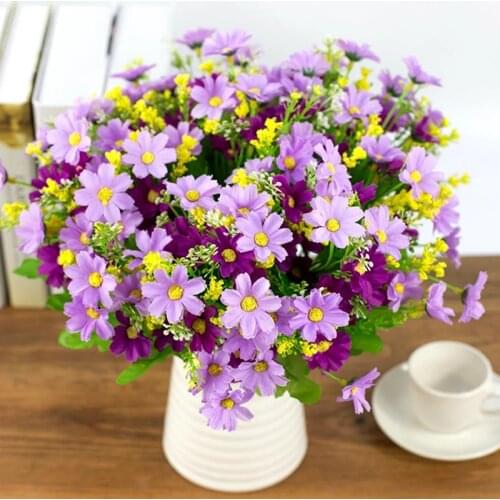 1 Bunch Artificial Flowers Daisy Plastic Plants Hand-Holding 28 heads Creative Photography props Party Home Decor