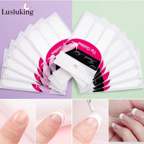 10 Sheets Nails Sticker Stencil Tips Guide French Swirls Manicure Nail Art Decals Fringe DIY Line Tips Styling Beauty Tools