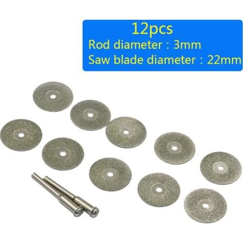 12PC Emery Diamond Coated Double Side Cutting Discs Cut Off Blade Grinding Disc With 3.0mm Mandrel for Dremel Rotary Tools
