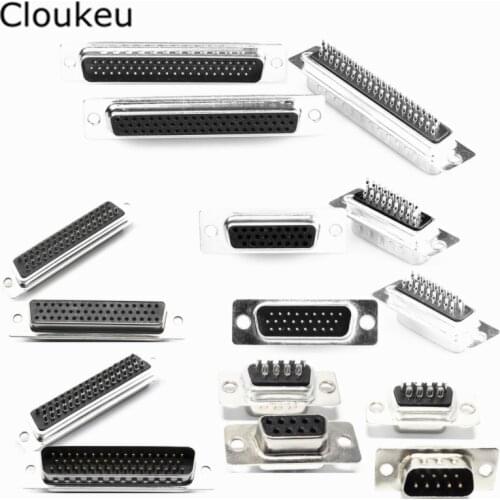 2Pcs DB9 DB26 DB50 DB62 Hole/Pin Female/Male Black Welded Connector RS232 serial port socket DB adapter VGA