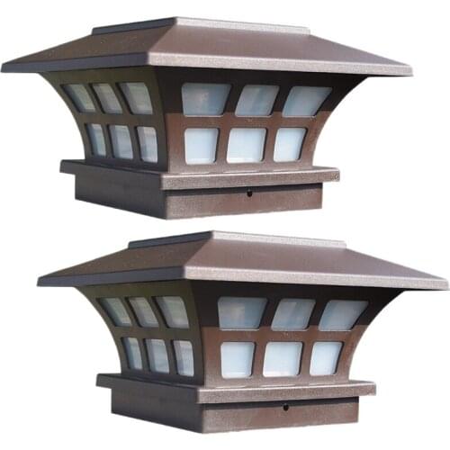2Pack Solar Post Lights Waterproof Outdoor Cap Lights for Wooden or Vinyl Posts Deck LED Lights