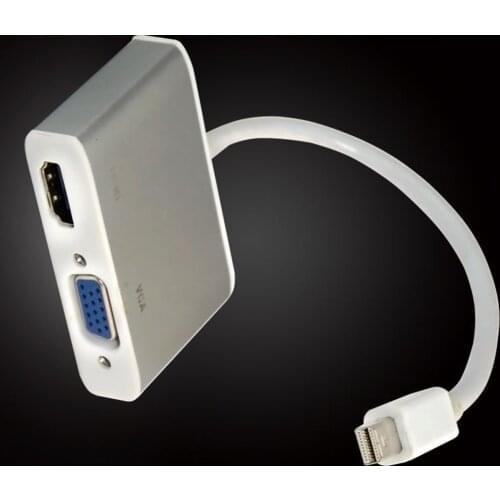 2 in 1 Mini DisplayPort DP Female to Digi-Port Adapter dual HDMI + VGA Female