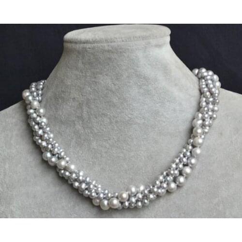 2018 Perfect Europe Natural Pearl Jewellery,100% Naural Pearl Necklace,Grey Freshwater Pearl Necklace,Fashion Ladys Jewelry