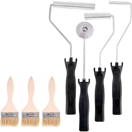4Pcs Fiberglass Roller Tools and Brushes, Bubble Paddle Tool Laminating Paint Roller Kit for Mold Resin Fiberglass Tub
