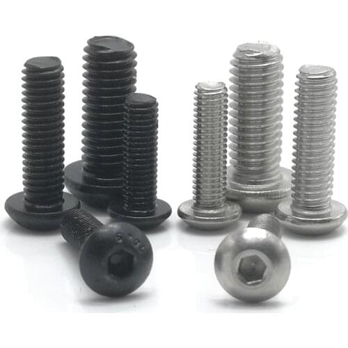 5-50pcs ISO7380 M2 M2.5 M3 M4 M5 M6 M8 304 A2-70 Stainless Steel or Black 10.9 grade Hexagon Socket Head Button Allen Bolt Screw