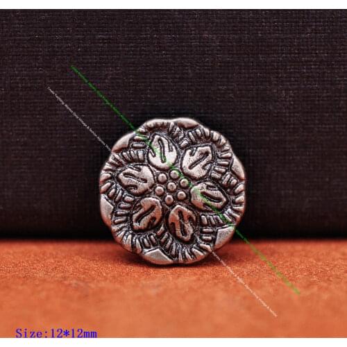 50PC 12mm Antique Silver Plated Flower Metal fastener Rivet Stud Leathercraft Hardware Belt Luggage Bag Decor Concho Rivetback
