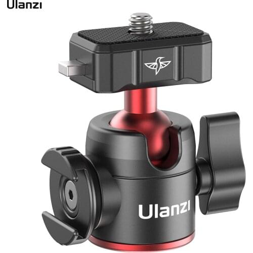 Ulanzi Mini Ball Head Mount Adapter with Quick Release Plate Cold Shoe Mount Universal 1/4 Interface for Tripod Camera Mounting