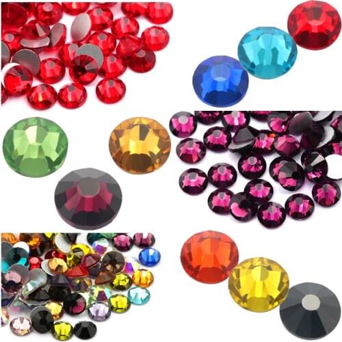 Large Size SS34 (7.1mm-7.3mm) Colorful Crystal With Non-hotfix Glass Glue On Flatback Rhinestone For Clothes Wedding dress