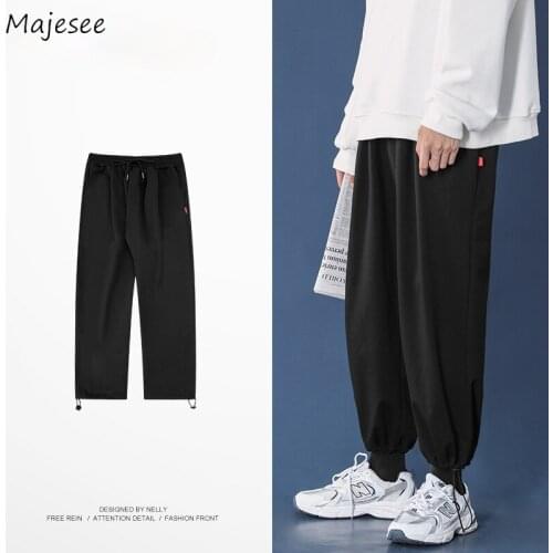 Pants Men Elastic Waist Drawstring Casual Baggy Trousers Plus Size 3XL Retro Mens High Street Joggers Korean Style BF Harajuku