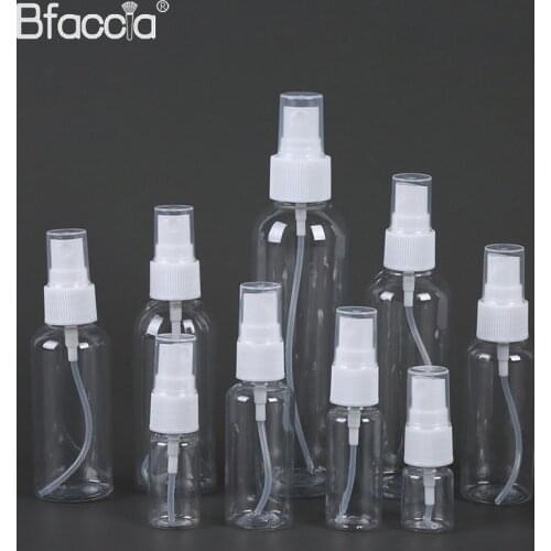 Spray Bottle Round Portable Travel Transparent Plastic Empty Cosmetic Sample SprayBottle Atomizer dispense store liquid/Cosmetic