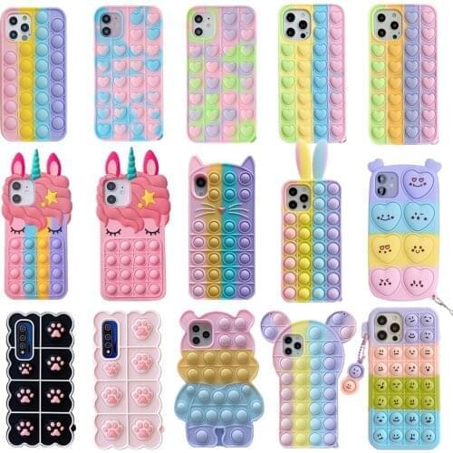 Pop Fidget Toys Bubble Case For Samsung Galaxy A51 A71 A31 A52 A72 A32 A12 A21s A11 A01 A02s A30s A50 A70 A10e A20e M21s M31 F41
